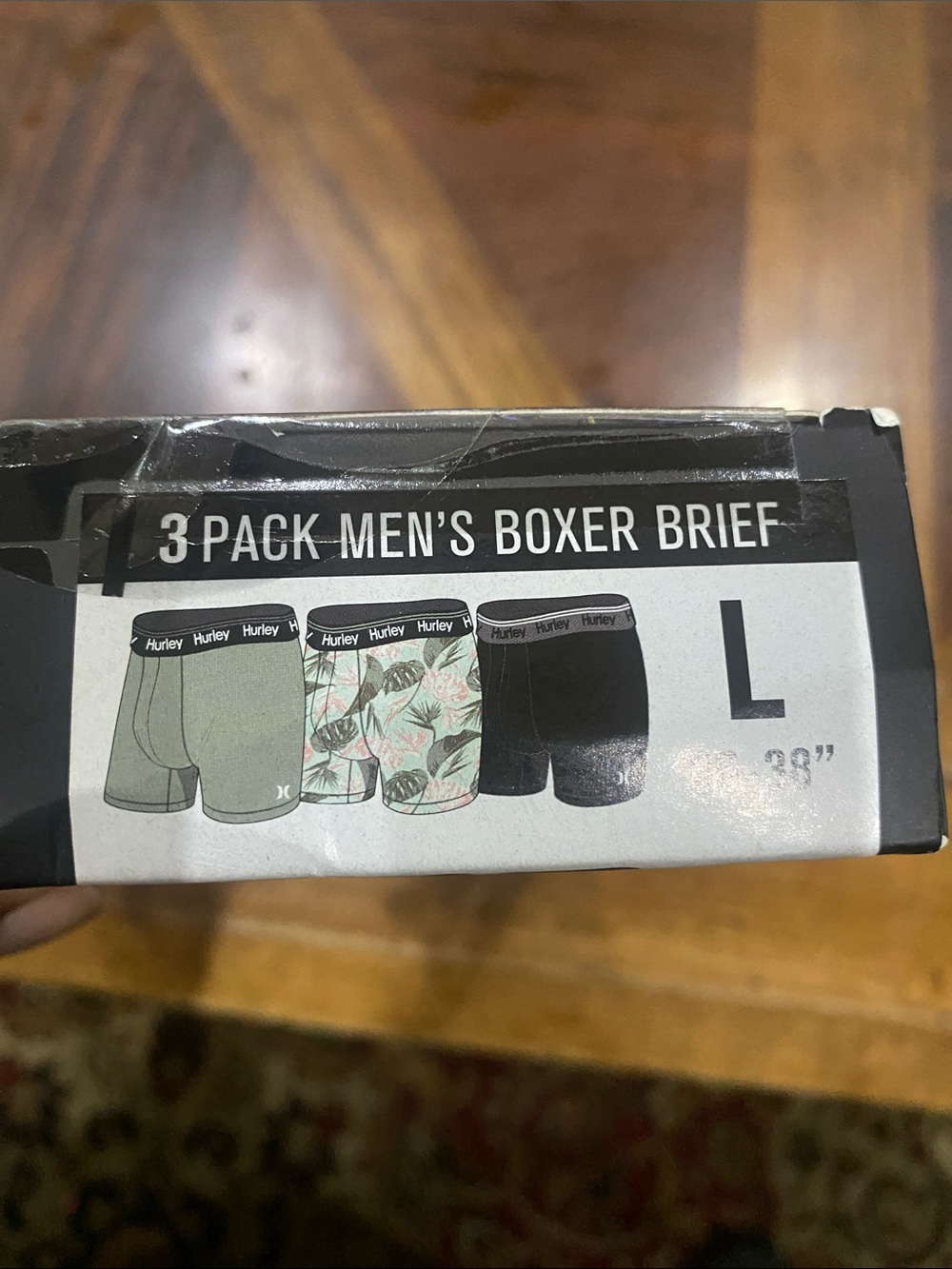 Hurley Men’s 3-Pack Boxer Briefs – Black, Green, Gray - Picture 4 of 5